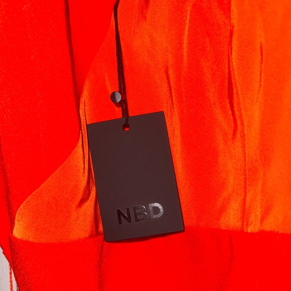 Red-Orange One Shoulder Cocktail Dress - Picture 4 of 4